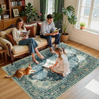 RELEANY Washable Area Rug, Water Repellent, Pet Friendly, Vintage Floral Boho - Image 3