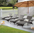 79'' Outdoor Wicker Reclining Lounge Chair Long Reclining Chaise Lounge Set by Asifom