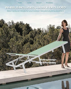Pool Lounge Chairs Set of 2, Aluminum Outdoor Lounge Chairs - Image 3