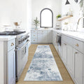 2'6''x8' Runner Rugs Washable Rug:Modern Abstract Hallway Blue White Carpet | by GENTDRIZZ
