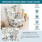 KRFOONN Velvet Wing Chair Slipcovers 2 Piece Stretch Printed Wingback Chair - Image 5