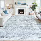 5x7 Washable Area Rug for Living Room Bedroom: Non-Slip Modern Black Grey | - Image 8
