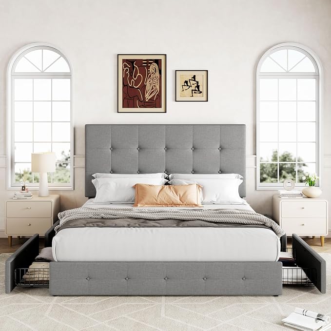 Allewie Upholstered Queen Size Platform Bed Frame - Image 3