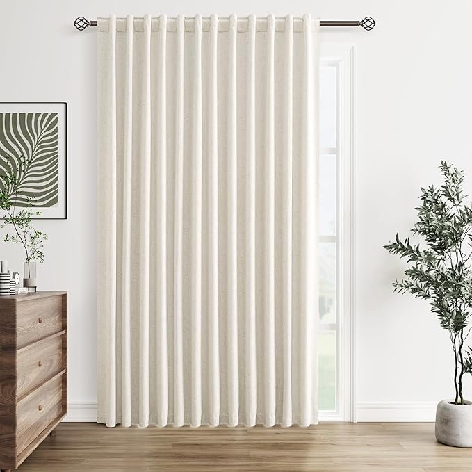 Extra Wide 100% Blackout Linen Curtains by Guken