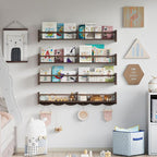 34Inch Nursery Bookshelves, Wall Floating Shelf Kids Coat Rack - Image 4