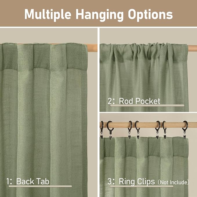 Sage Green 72 inch Linen Curtains - Image 3