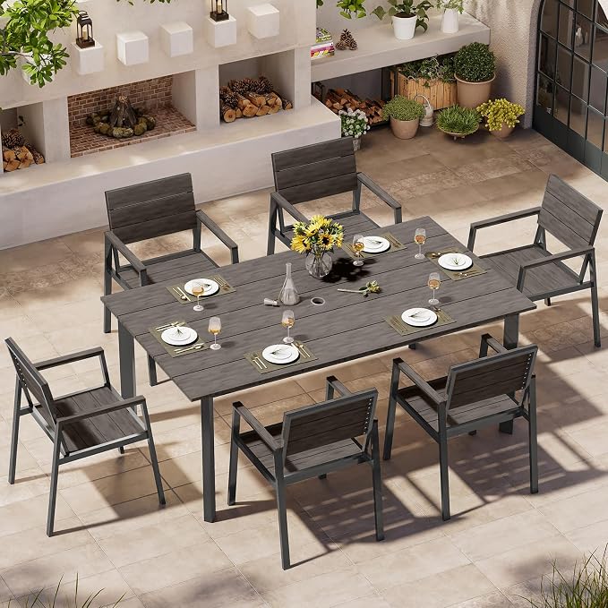 Outdoor Dining Set for 6, Patio Table and Chairs Set by Oasbira