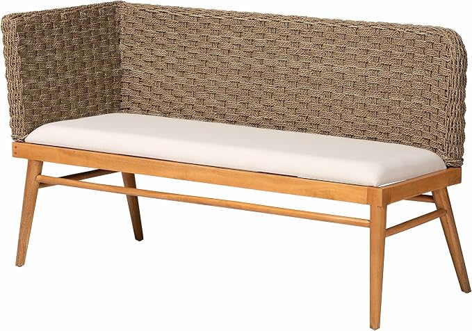 bali & pari Denver Modern Bohemian Natural Seagrass and Acacia Wood 5-Piece - Image 3