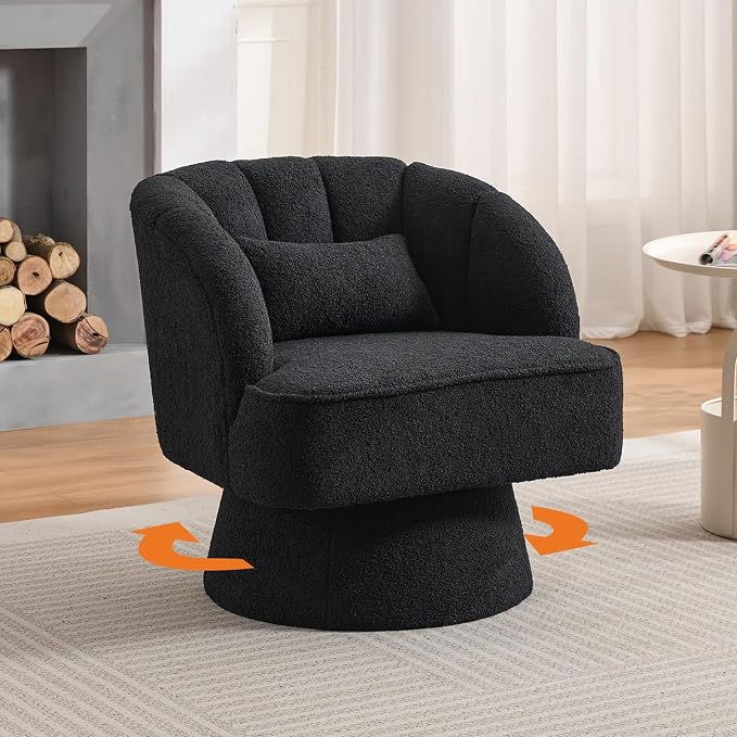 Garvee Ultra-Plush Swivel Accent Chair, 360° Barrel Lounge Chair - Image 8