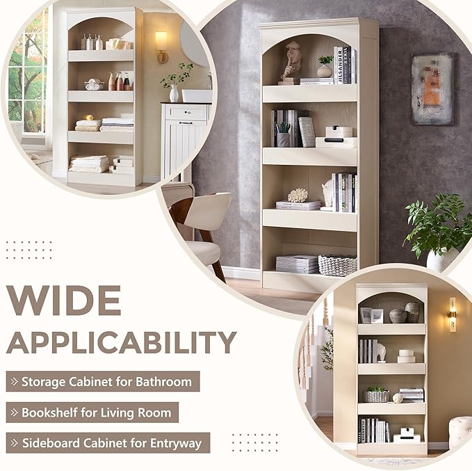 IFGET 76" Tall Arched Bookcase - Image 5