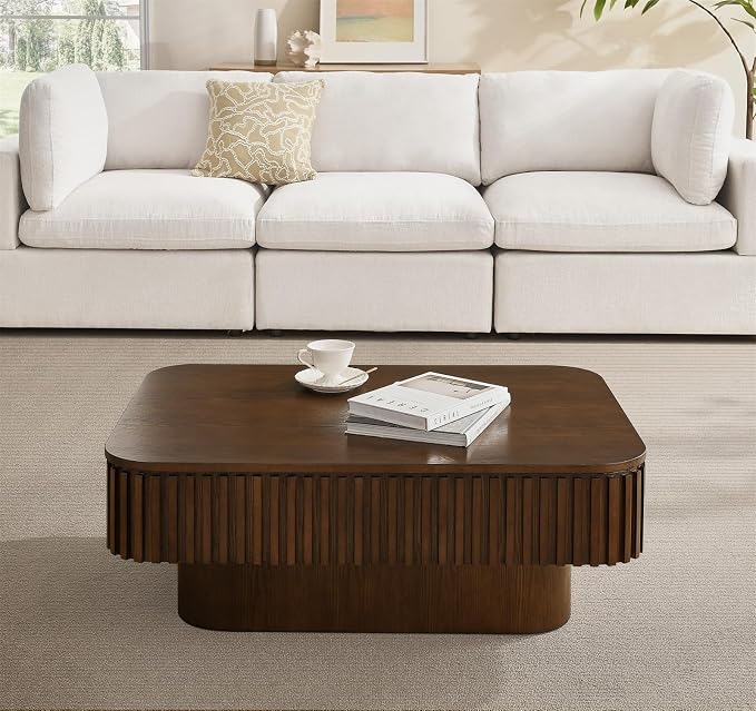 Lift Top Coffee Table for Living Room, Rectangle Handmade Solid Wood Strips - Image 2