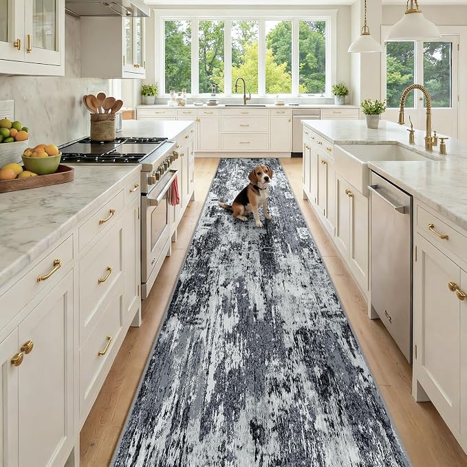 RELEANY Washable Runner 2'6"x14' Abstract Area Rug by RELEANY