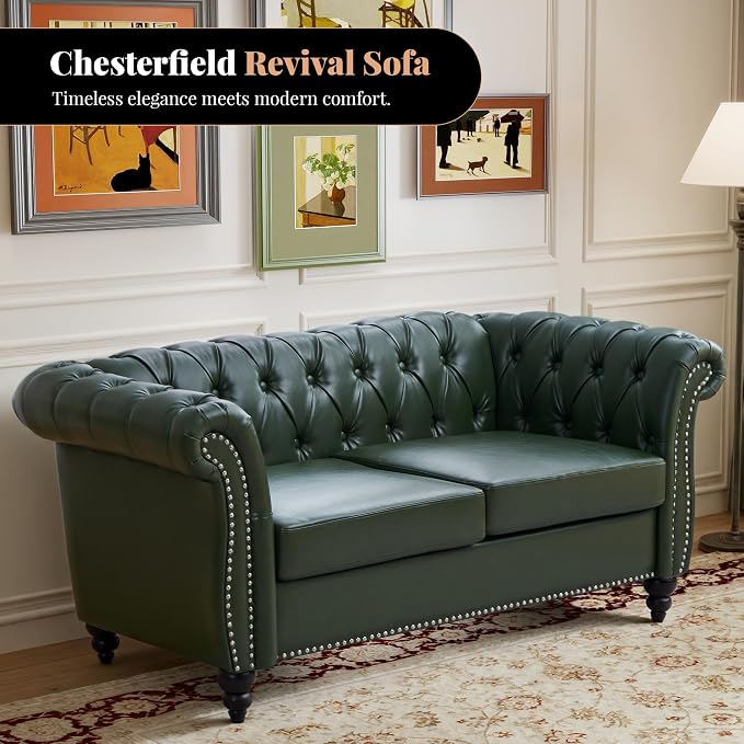 LEVNARY Chesterfield Loveseat, 2 Seater Tufted Couch - Image 5