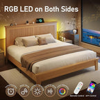 Lifezone Wood Queen Bed, Solid Wood Bed - Image 7