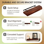 Solid Wood Floating Shelves, 23.6in Finished Real Wood Wall Shelves - Image 6