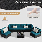 KIGOTY 7-Piece Patio Furniture Set, All-Weather PE Rattan Outdoor Sectional Sofa - Image 7