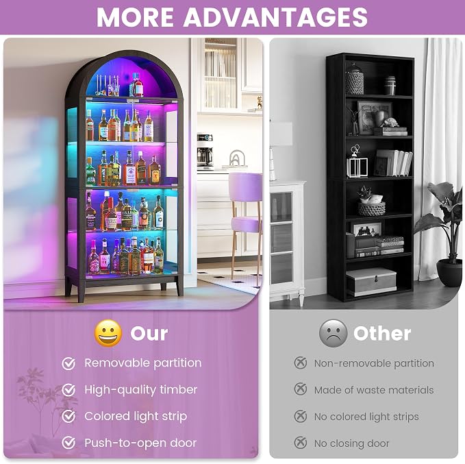Gurexl 5-Tier Arched Display Cabinet - - Image 8