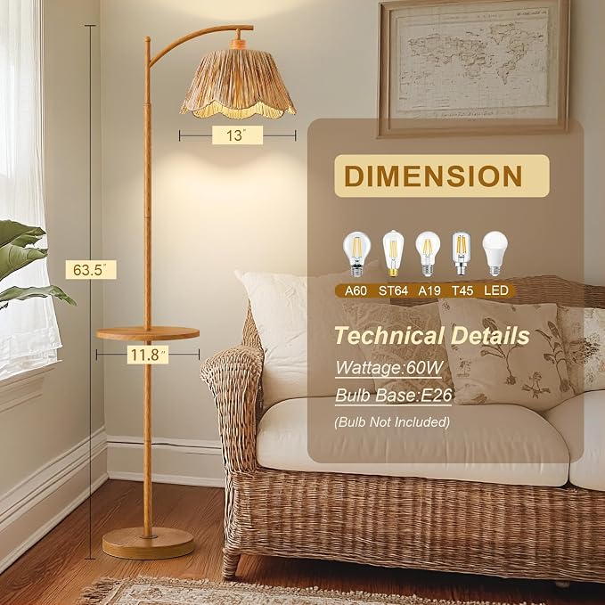 Oneach 63.5" Floor Lamp with Table - Image 8
