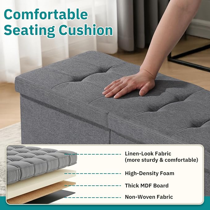 30.5-INCH Storage Ottoman Bench, Footrest - Image 4