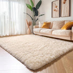 Amdrebio Beige Boho Fluffy Kids Area Rug 4x6 - Image 8