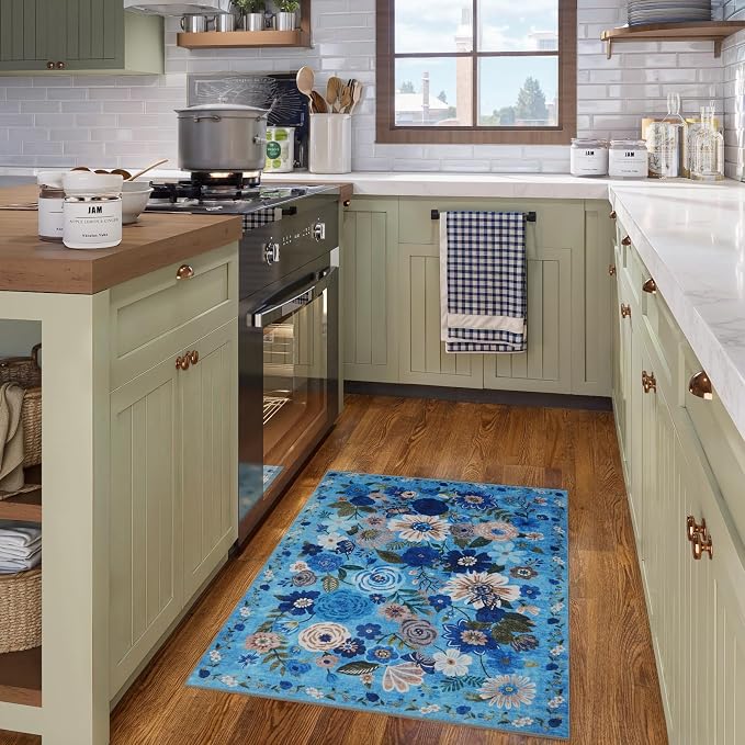 Floral Washable Rug for Entryway 2x3 Kitchen Mat | Ultra-Thin Soft, Non-Slip - Image 2