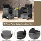 Tangkula 5 Pieces Patio Conversation Set, PE Wicker Rattan Outdoor Furniture Set - Image 7