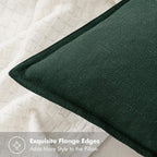 MIULEE Decorative Linen Euro Sham Pillow Covers 24x24 Dark Green | Boho - Image 2