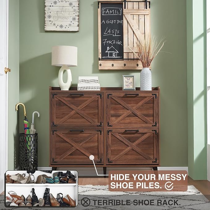 Barnyatoh Shoe Storage Cabinet, Farmhouse Shoe Organizer - Image 3