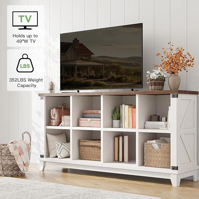 EnHomee 8-Cube Storage Organizer, Farmhouse Bookshelf, Display Shelf - Image 5