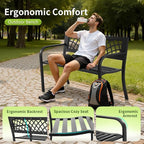 Garden Bench, Outdoor Benches, Iron Steel Frame Patio Bench - Image 5