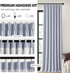 MIULEE Chambray Blue Pinch Pleated 100% Blackout Curtains 40x96 Inches | Room - Image 8