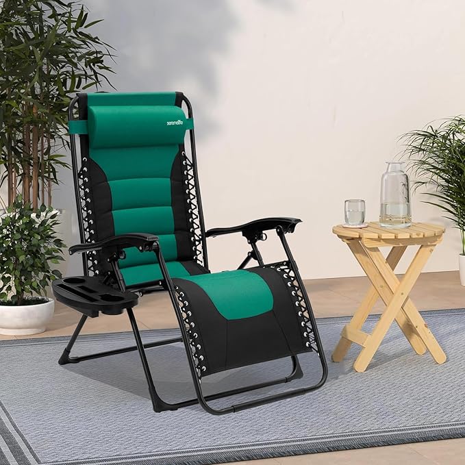 SereneLife Oversized Padded Zero Gravity Lounge Chair, Foldable Outdoor Patio - Image 2