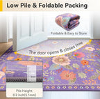 Floral Washable 2x6 Area Rugs Runner Entryway Hallway Purple/Pink | Flower - Image 4