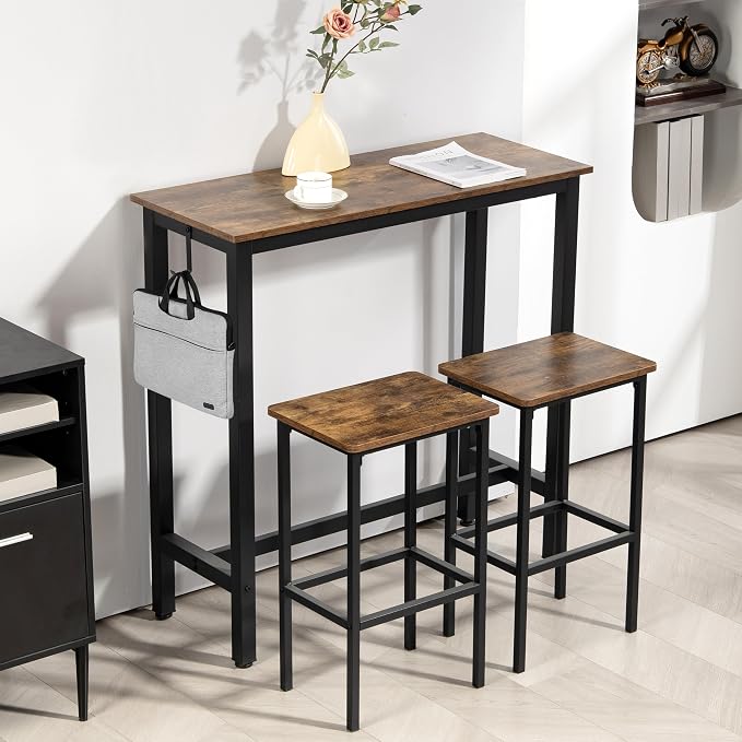 Finnhomy Bar Table Set, 39.3" Pub Table High Top Table, Rectangular Bar Height - Image 2
