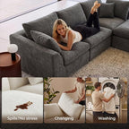 Amsleekey 108" Cloud Sectional Couches, - Image 4