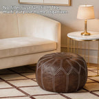 Thgonwid Unstuffed Moroccan Faux Leather Pouf Ottoman - Image 4