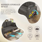 67" Small Loveseat Couch with Storage, USB Charging and Cup Holder, Space - Image 4