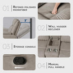 Lexicon Manual Double Reclining Loveseat, Polished Microfiber Manual Wall - Image 3