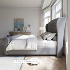 AMERLIFE King Size Platform Bed Frame, Velvet Upholstered Sleigh Bed - Image 6