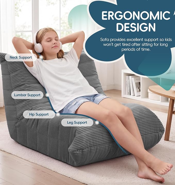 Hobestluk Bean Bag Chair with Memory Foam Ultra Soft Faux Fur Fabric Ergonomic - Image 4