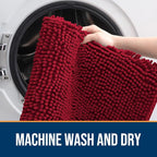OLANLY Dog Door Mat for Muddy Paws 59x35, Super Absorbent Chenille Mud Mat | Red - Image 5