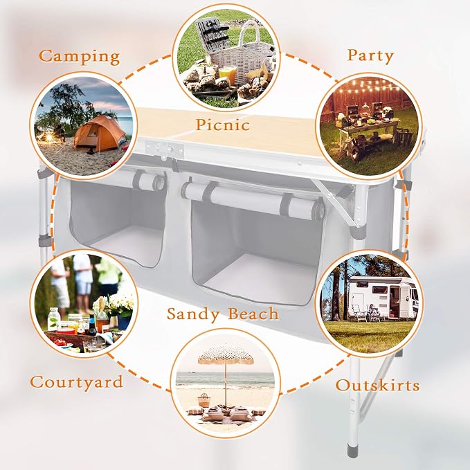 CampLand Outdoor Folding Table Aluminum Lightweight Height Adjustable - Image 7
