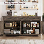 usikey Buffet Cabinet, 61” Large Sideboard Buffet Storage Cabinet - Image 4