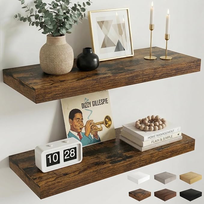 Dreamland 36 inch Floating Shelves, Rustic Wood Floating Wall Shelf by Dreamland
