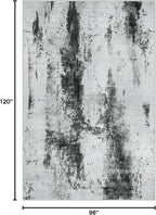 8x10 Area Rugs for Living Room: Washable Abstract Black White Grey Carpet | - Image 2