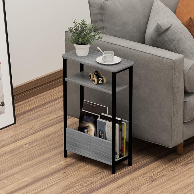 THUMEYE 7.1" Narrow Side Table for Small Spaces, 3 Tier Small End Table - Image 2
