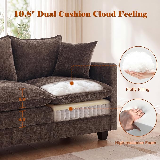 Loveseat Sofa Cloud Sofa Couch 50'', Modern Loveseats 2 Seat Couch 27" Deep Seat - Image 4