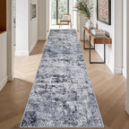 3x14 Washable Runner Rug：Modern Abstract Kitchen Soft Carpet Grey | - Image 4