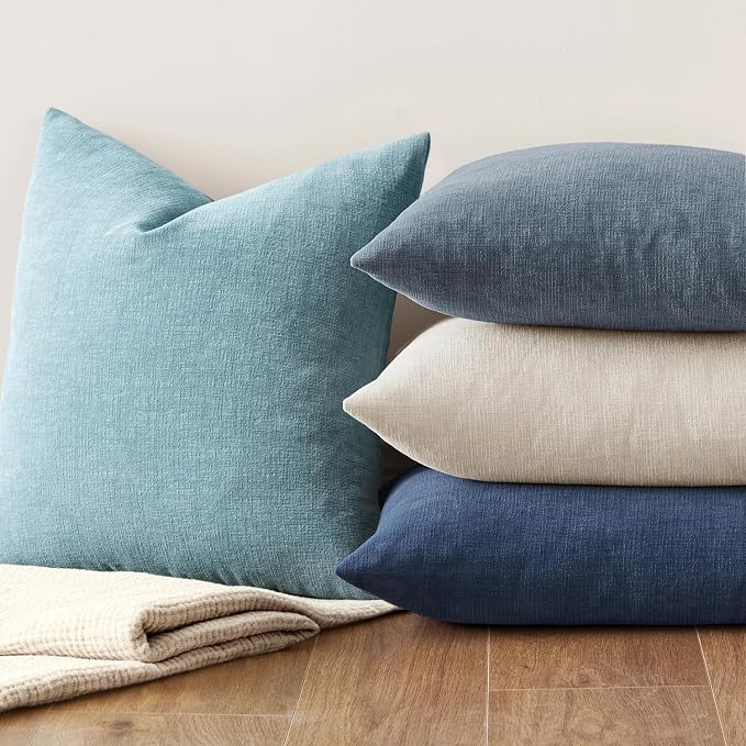 MIULEE Smoke Blue Chenille Couch Lumbar Throw Pillow Covers, 12x20 | Set of 2 - Image 7