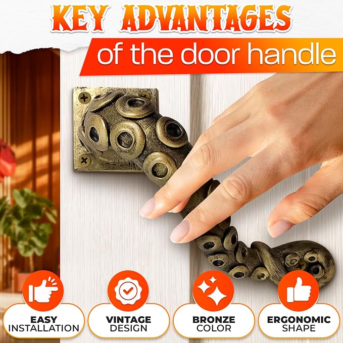 Octopus Door Handle – Unique Tentacle Design, Heavy Duty Pull, 6.49 x 1.4 x - Image 4